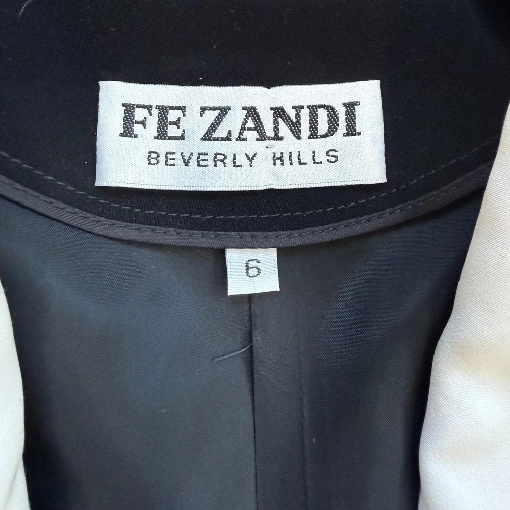 Fe Zandi Beverly Hills 3 Piece Skirt Suit Set Black White Embroidered Size 6